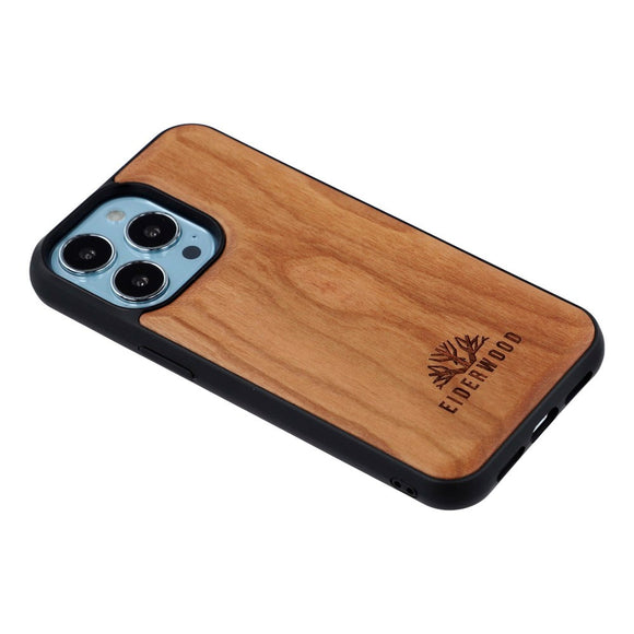 EIDERWOOD iPhone 13 Pro Magnetisk Træcover - MagSafe Kompatibel - Kirsebærtræ