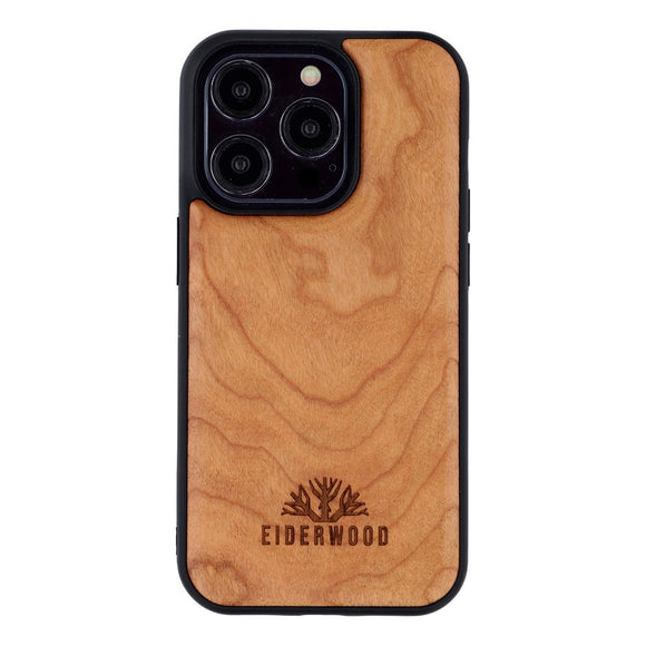 EIDERWOOD iPhone 14 Pro Magnetisk Træcover - MagSafe Kompatibel - Kirsebærtræ