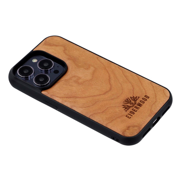 EIDERWOOD iPhone 14 Pro Magnetisk Træcover - MagSafe Kompatibel - Kirsebærtræ