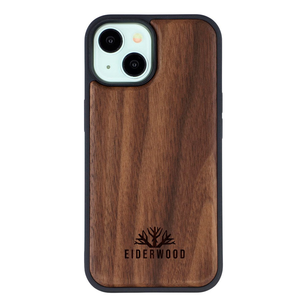 EIDERWOOD iPhone 15 Magnetisk Træcover - MagSafe Kompatibel - Valnøddetræ