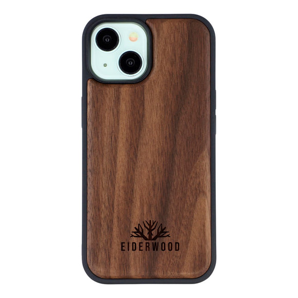 EIDERWOOD iPhone 15 Magnetisk Træcover - MagSafe Kompatibel - Valnøddetræ