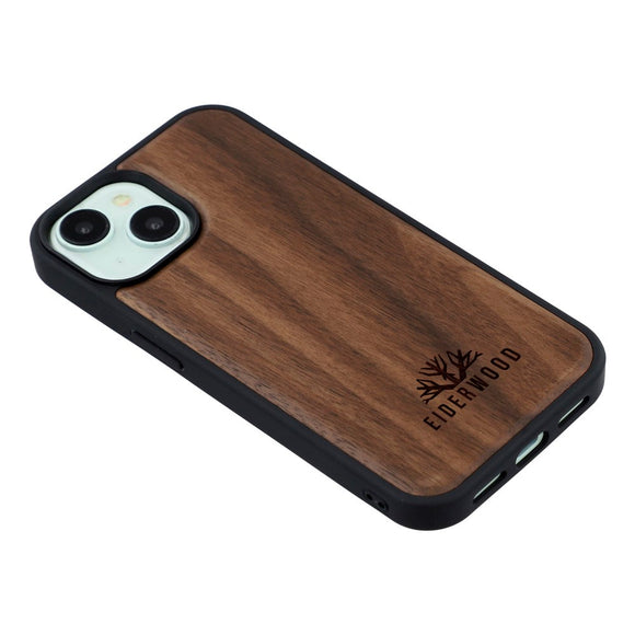 EIDERWOOD iPhone 15 Magnetisk Træcover - MagSafe Kompatibel - Valnøddetræ