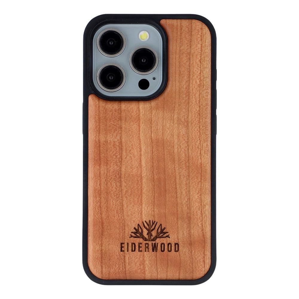 EIDERWOOD iPhone 15 Pro Magnetisk Træcover - MagSafe Kompatibel - Kirsebærtræ