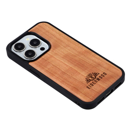 EIDERWOOD iPhone 15 Pro Magnetisk Træcover - MagSafe Kompatibel - Kirsebærtræ