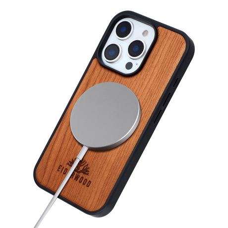 EIDERWOOD iPhone 16 Pro Magnetisk Træcover - MagSafe Kompatibel - Kirsebærtræ