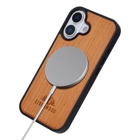 EIDERWOOD iPhone 17 Magnetisk Træcover - MagSafe Kompatibel - Kirsebærtræ