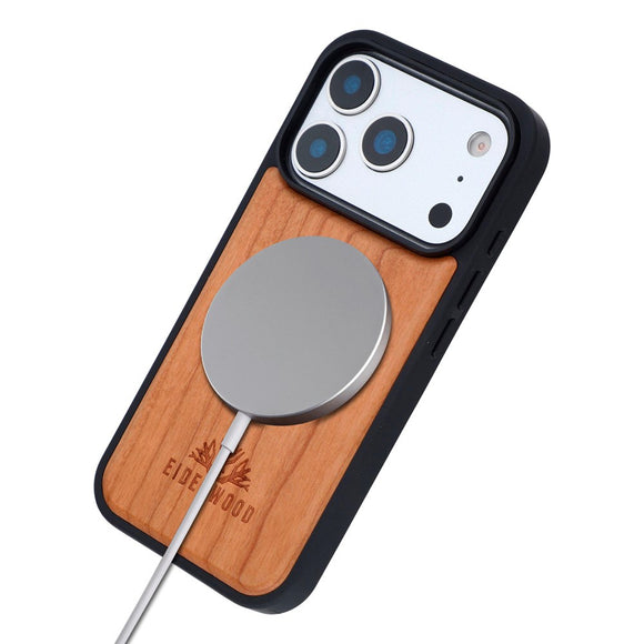 EIDERWOOD iPhone 17 Pro Magnetisk Træcover - MagSafe Kompatibel - Kirsebærtræ