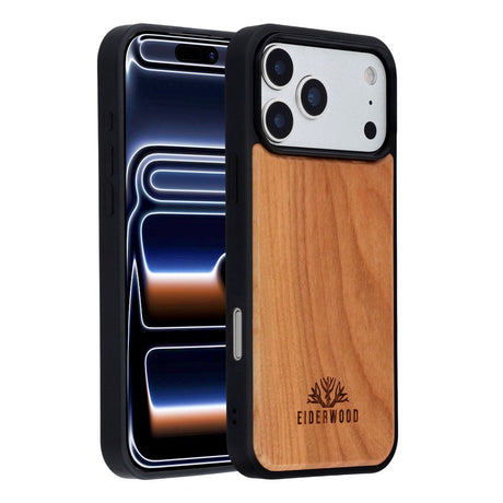 EIDERWOOD iPhone 17 Pro Max Magnetisk Træcover - MagSafe Kompatibel - Kirsebærtræ