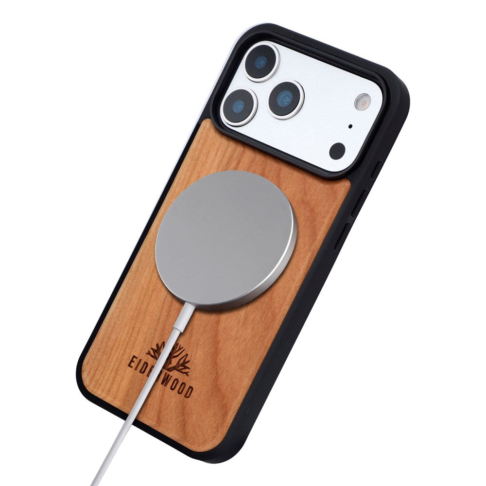 EIDERWOOD iPhone 17 Pro Max Magnetisk Træcover - MagSafe Kompatibel - Kirsebærtræ