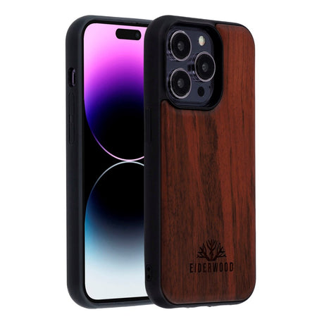 EIDERWOOD iPhone 14 Pro Magnetisk Træcover - MagSafe Kompatibel - Palisander