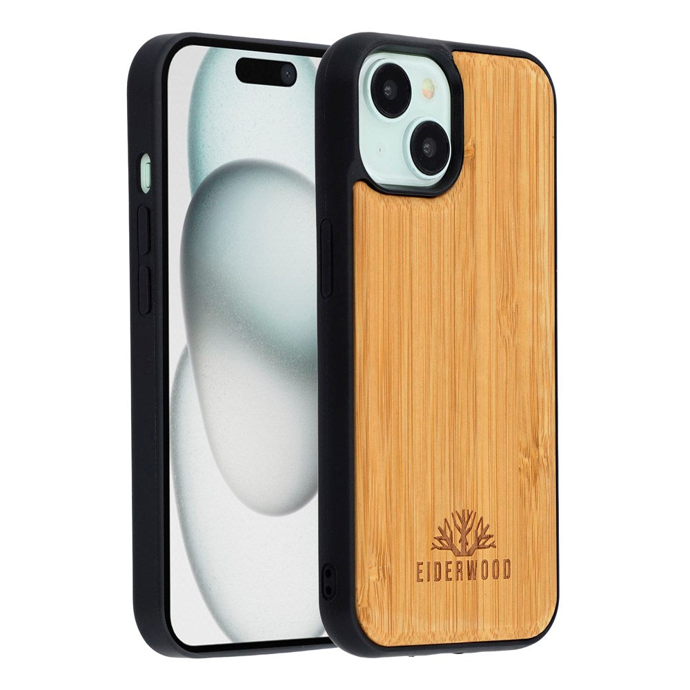 EIDERWOOD iPhone 15 Magnetisk Træcover - MagSafe Kompatibel - Bambustræ