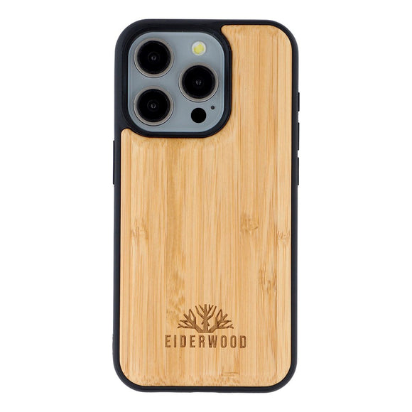 EIDERWOOD iPhone 15 Pro Magnetisk Træcover - MagSafe Kompatibel - Bambustræ