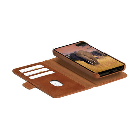 Samsung Galaxy A55 (5G) dbramante1928 Lynge 2-i-1 Ægte Læder Flip Cover - Tan