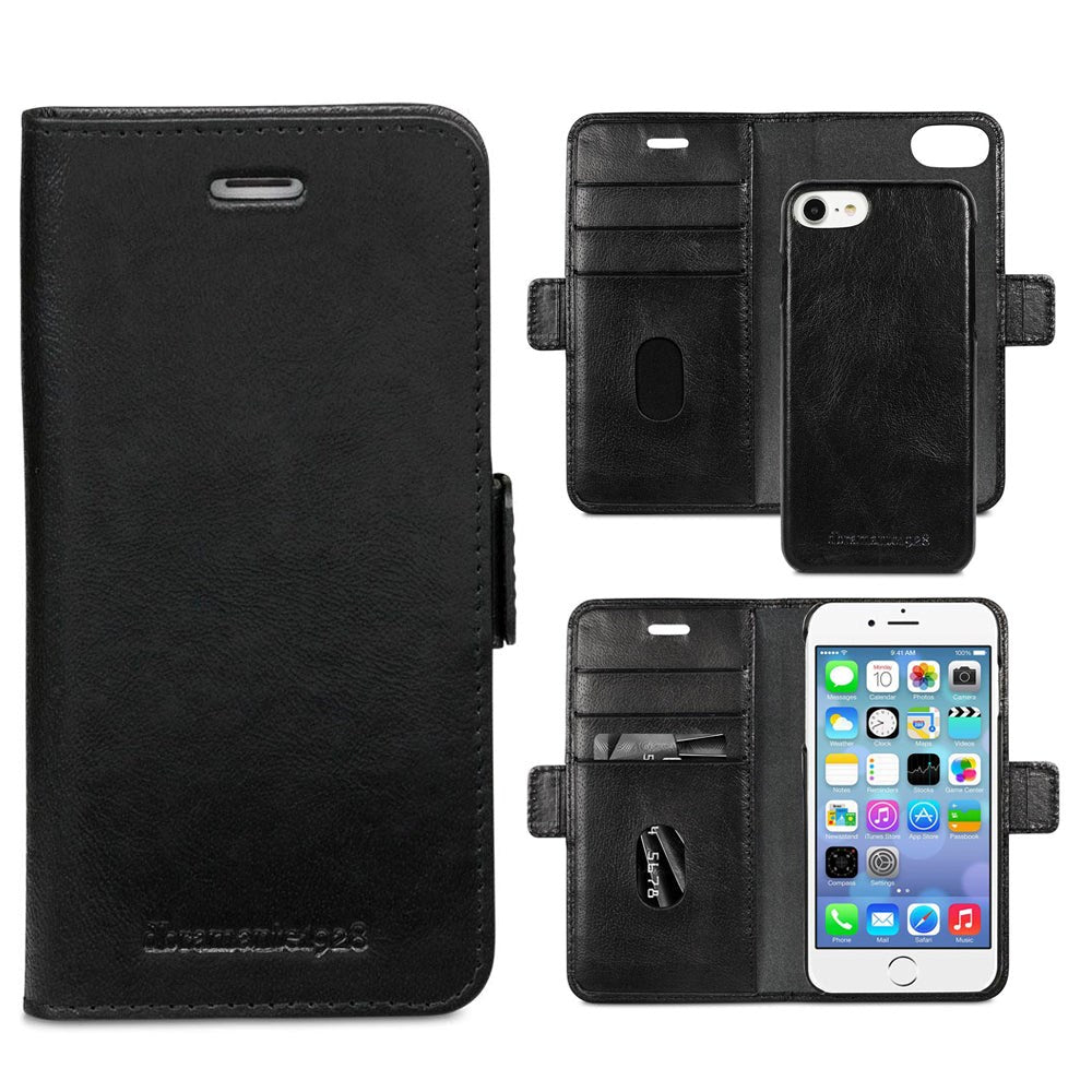 iPhone SE (2022 / 2020) / 8 / 7 / 6s / 6 dbramante1928 Lynge Ægte Læder Magnet Cover m. Pung Sort
