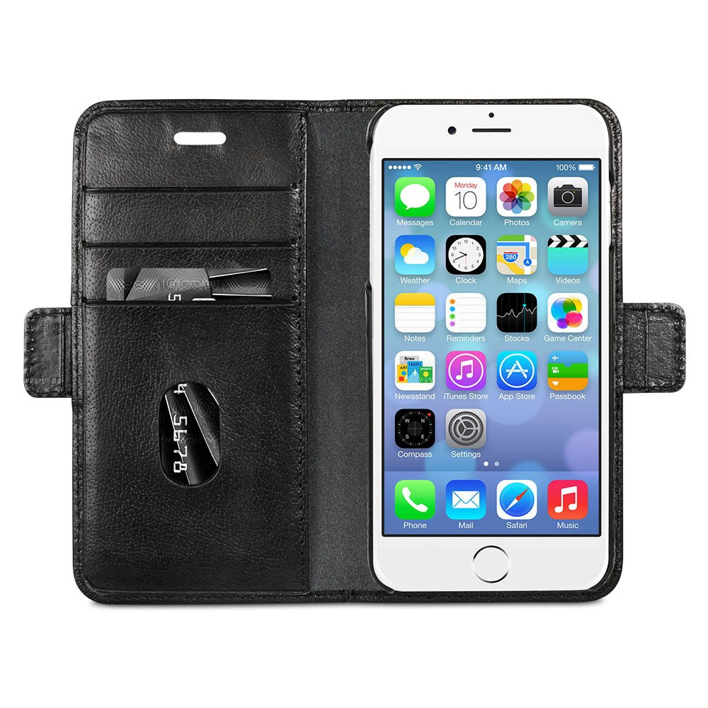 iPhone SE (2022 / 2020) / 8 / 7 / 6s / 6 dbramante1928 Lynge Ægte Læder Magnet Cover m. Pung Sort