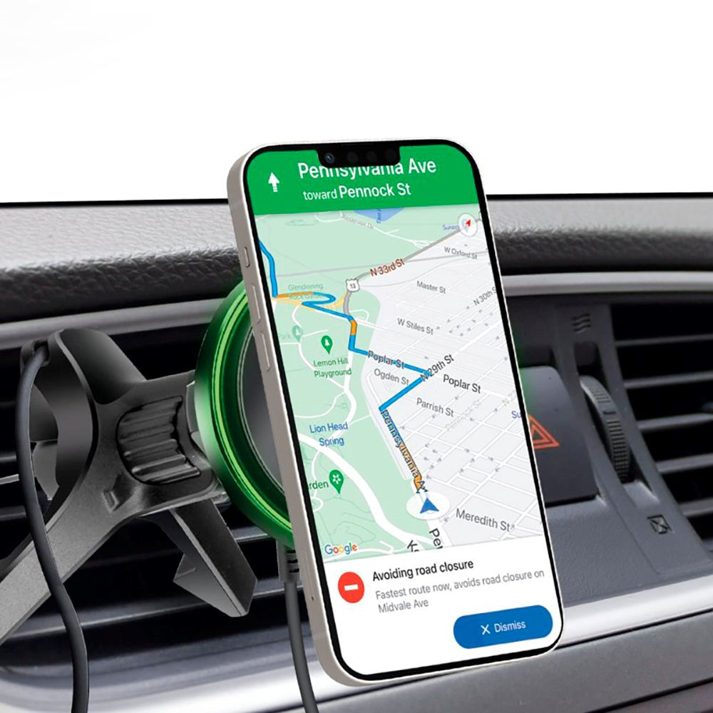 SBS Snap Charge Mobilholder til Ventilation m. Trådløs Opladning 15W - MagSafe Kompatibel - Sort