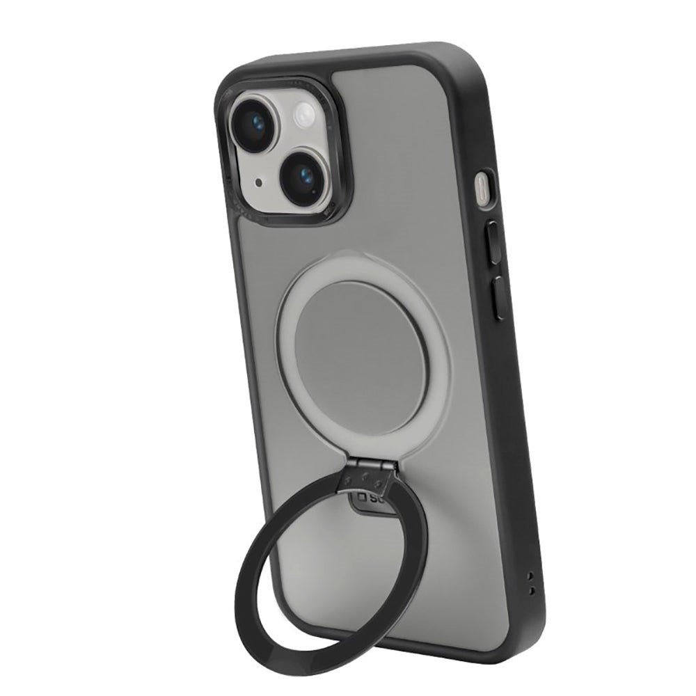 SBS iPhone 15 Mag Stand Cover - MagSafe Kompatibel - Mat Sort