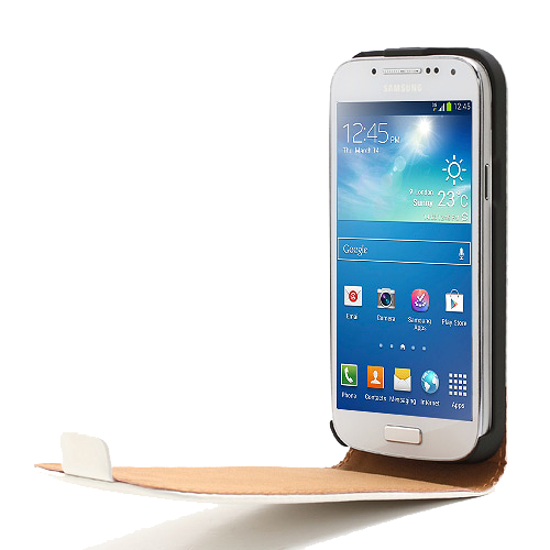 Samsung Galaxy S4 Mini Læder Flip Etui V2 Hvid / Brun