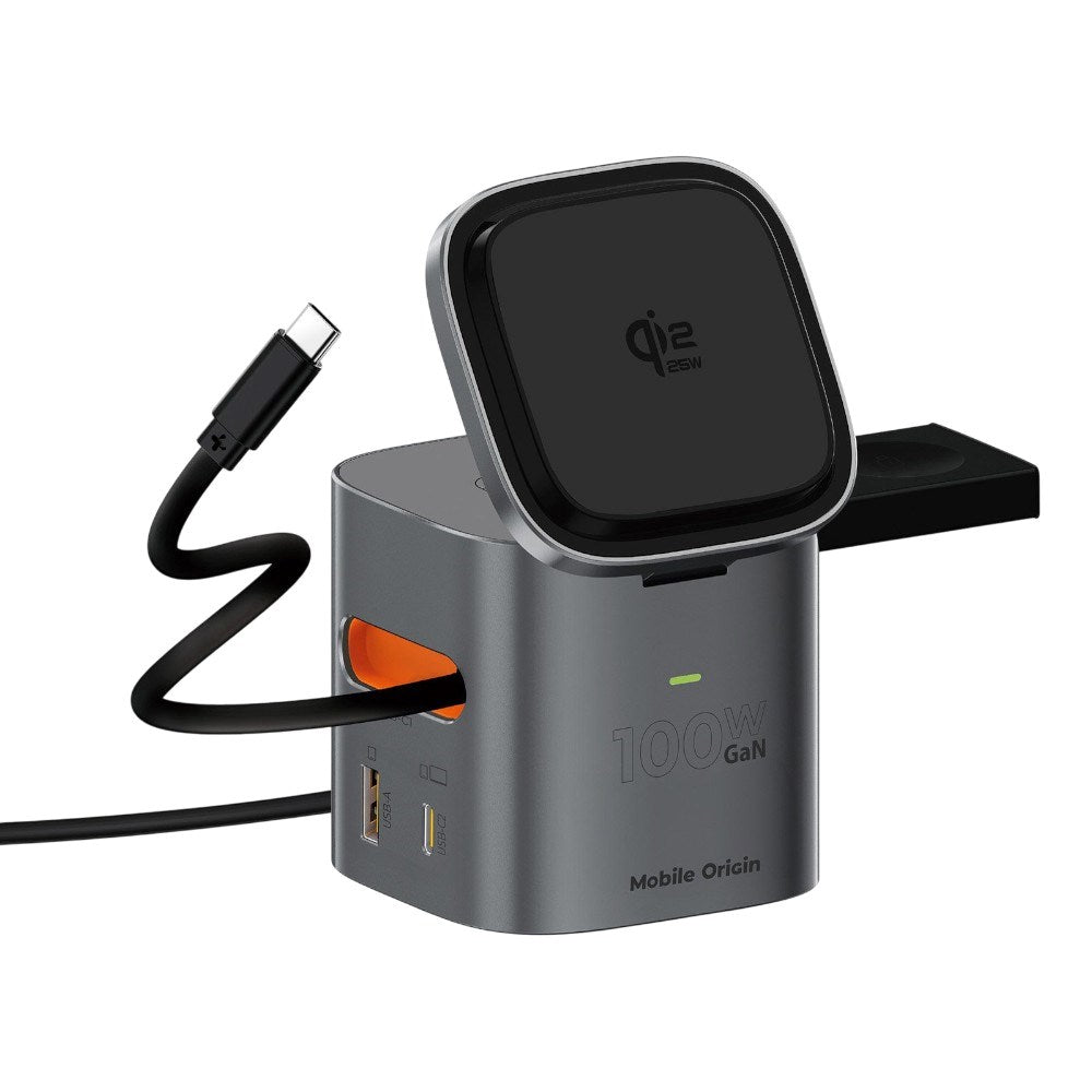 6-i-1 Qi2 Foldbar Trådløs Oplader Mobile Origin - Sort