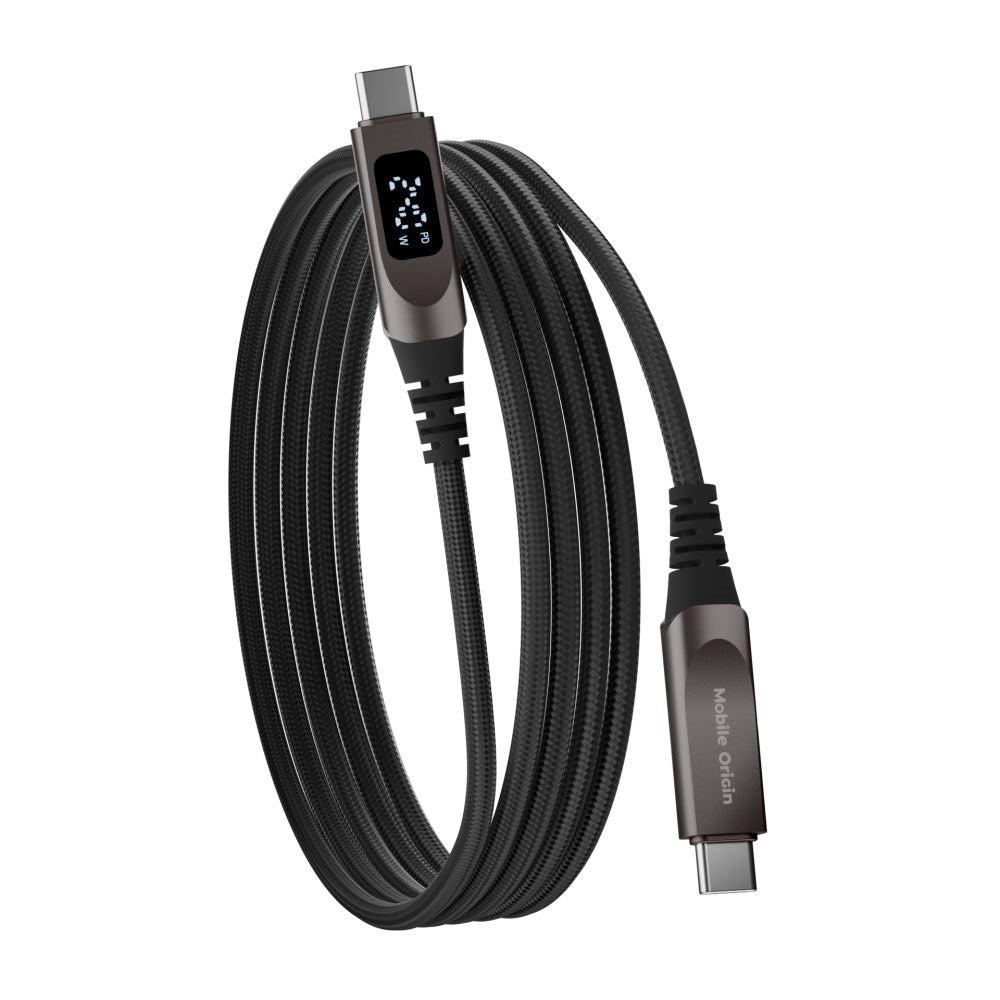 Mobile Origin 240W USB-C til USB-C Kabel m. Display - 1.5m - Sort