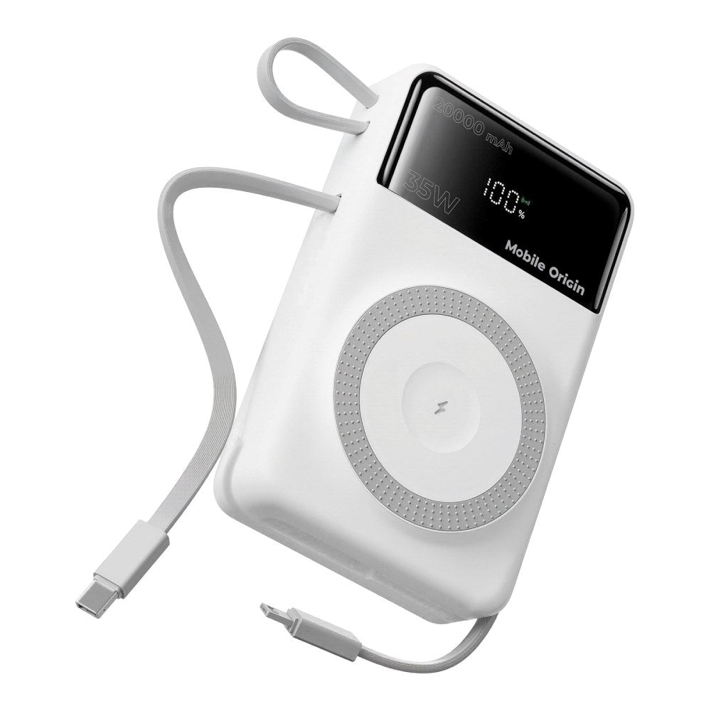 PowerBank Mobile Origin 35W PD 20000mAh m. Display - MagSafe Kompatibel - Hvid