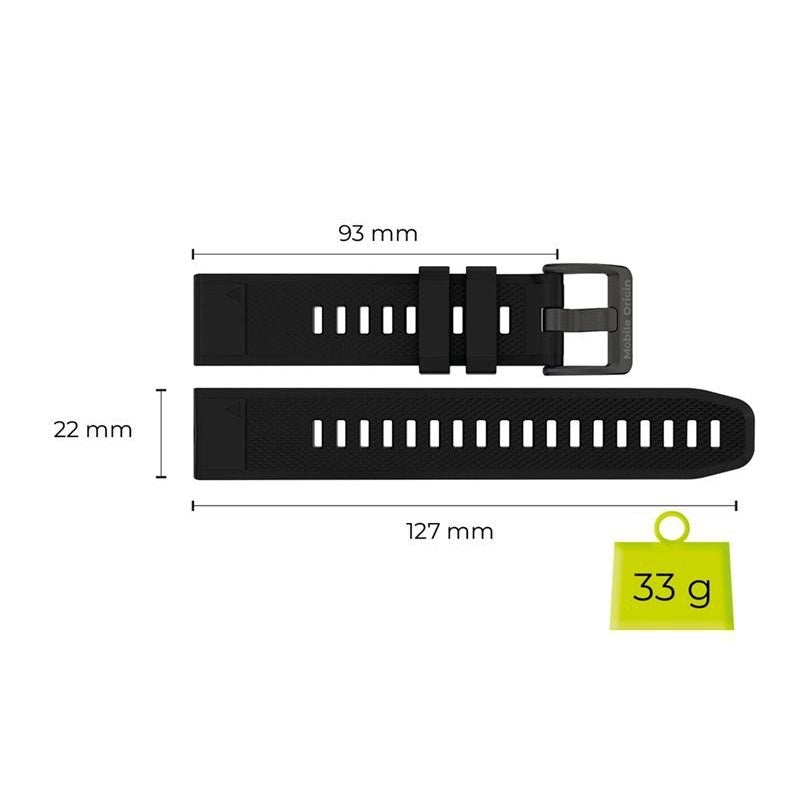 Universal Garmin 22mm QuickFit Mobile Origin Easy Strap Silikone Rem - Sort