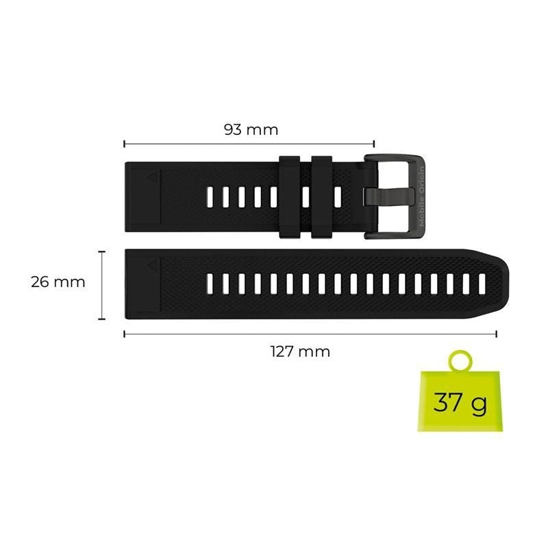 Universal Garmin 26mm QuickFit Mobile Origin Easy Strap Silikone Rem - Sort