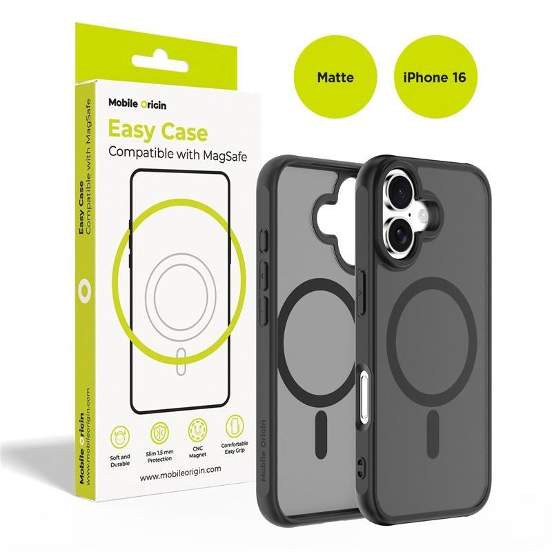 iPhone 16 Mobile Origin Hybrid Cover - MagSafe Kompatibel - Mat Sort
