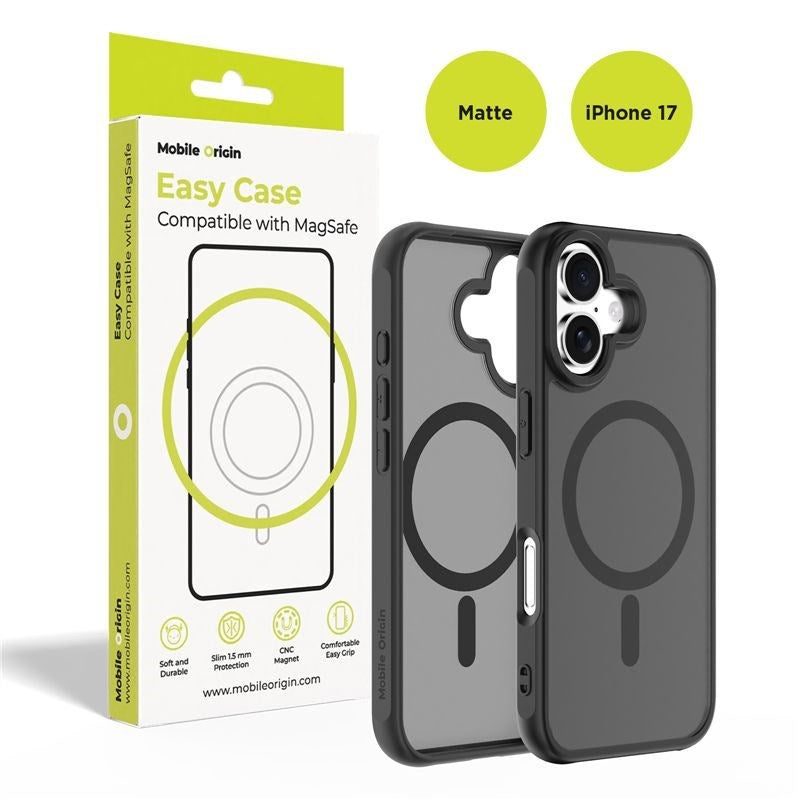 iPhone 17 Mobile Origin Hybrid Cover - MagSafe Kompatibel - Mat Sort