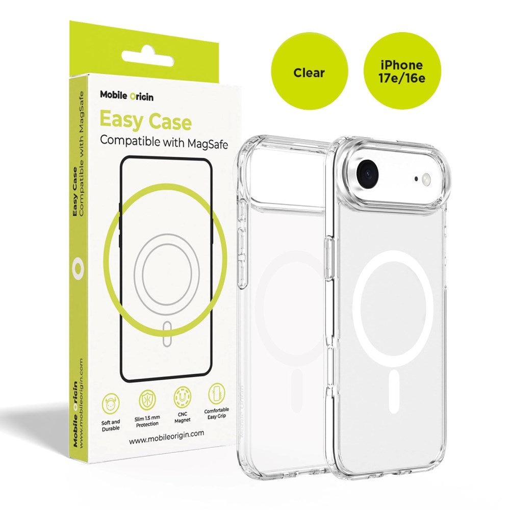 iPhone 17e / 16e Mobile Origin Hybrid Cover - MagSafe Kompatibel - Gennemsigtig