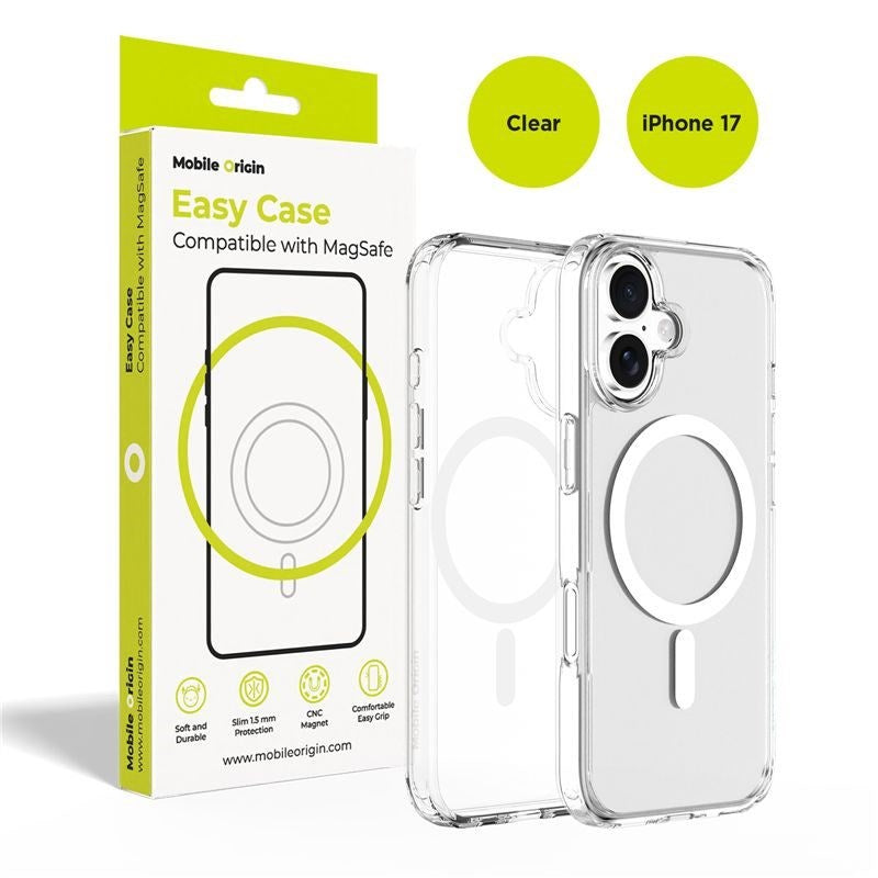 iPhone 17 Mobile Origin Hybrid Cover - MagSafe Kompatibel - Gennemsigtig