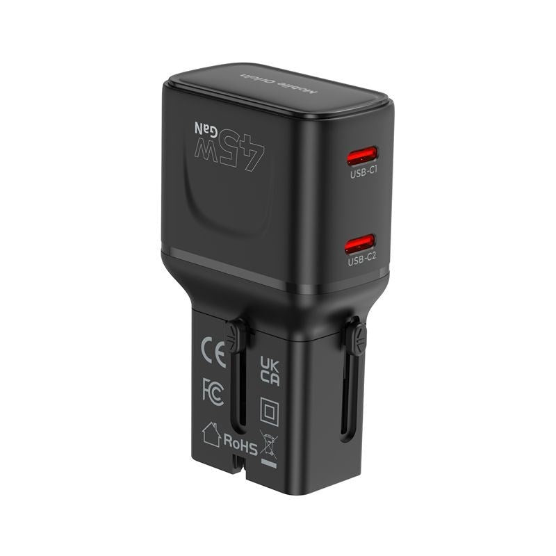 Rejseadapter Mobile Origin 45W EU / US / UK / AU - Sort
