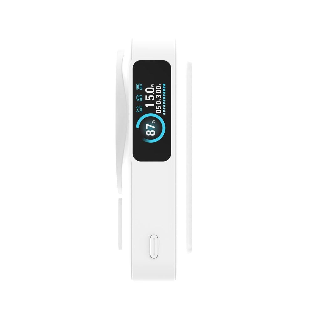 Mobile Origin 10.000mAh Powerbank m. Trådløs Opladning / Indbygget USB-C Kabel - MagSafe / Qi2 Kompatibel - Hvid