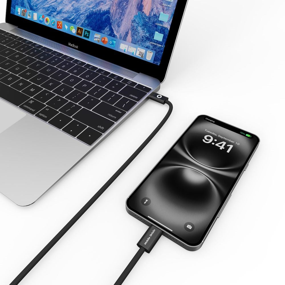 Mobile Origin UltraSlim 60W USB-C til USB-C Kabel - 1m - Sort