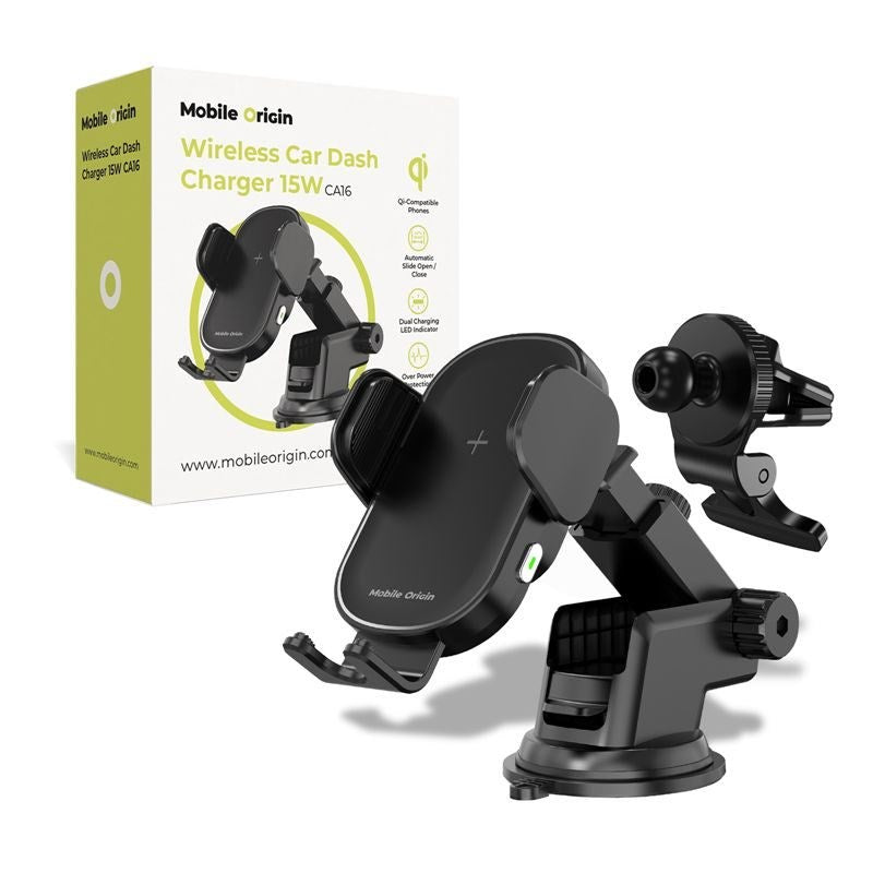 Trådløs Mobiloplader Mobile Origin 15W Dashboard Mount - Sort