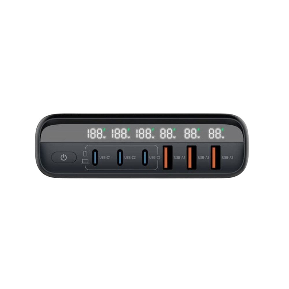 6-i-1 Rejseadapter Til EU/UK/USA Mobile Origin - 3x USB-C + 3x USB-A - Sort