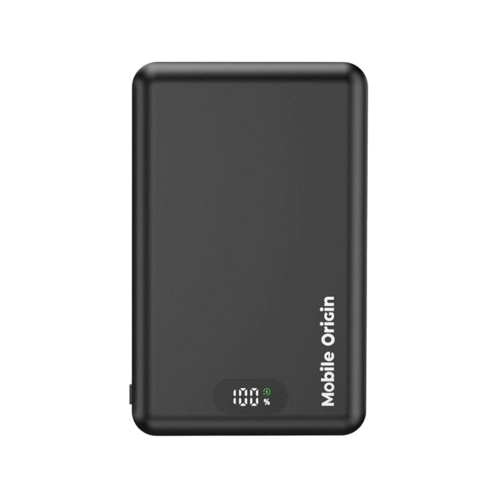 3in1 Powerbank 10000mAh Mobile Origin m. Trådløs Opladning - MagSafe Kompatibel - Sort