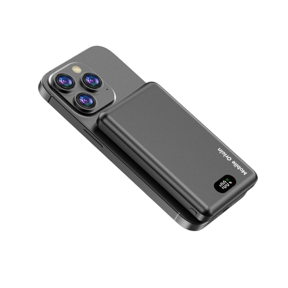3in1 Powerbank 10000mAh Mobile Origin m. Trådløs Opladning - MagSafe Kompatibel - Sort