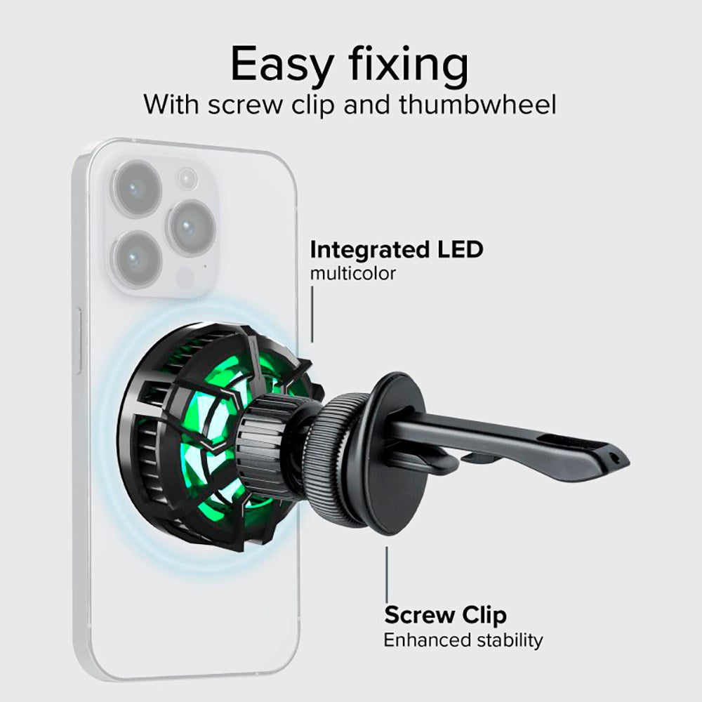 SBS FrozenCharge Magnetisk Mobilholder til Ventilation m. Trådløs Opladning 15W - Sort