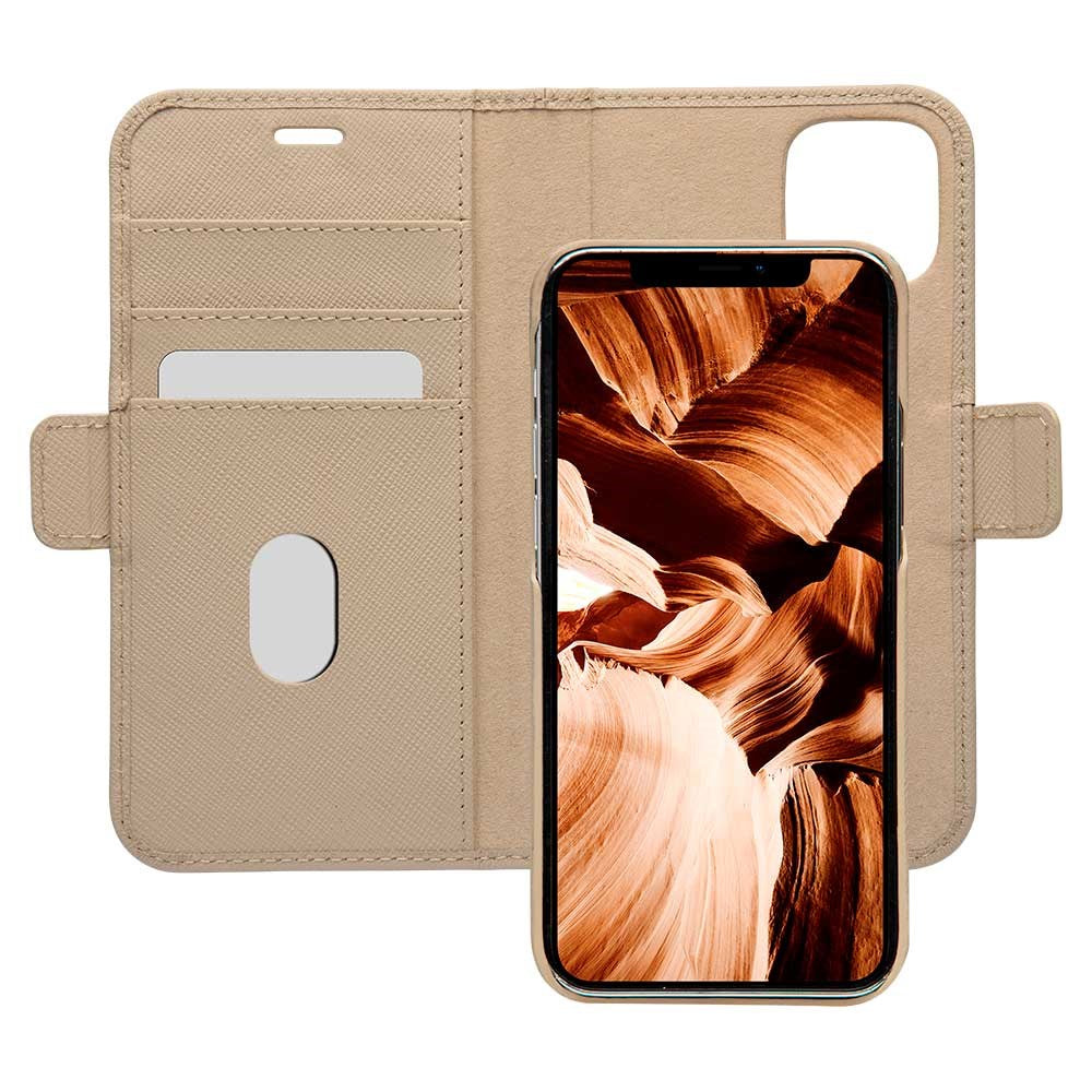 iPhone 12 / 12 Pro dbramante1928 Mode New York Ægte Magnetisk Læder Cover m. Pung - Sahara Sand