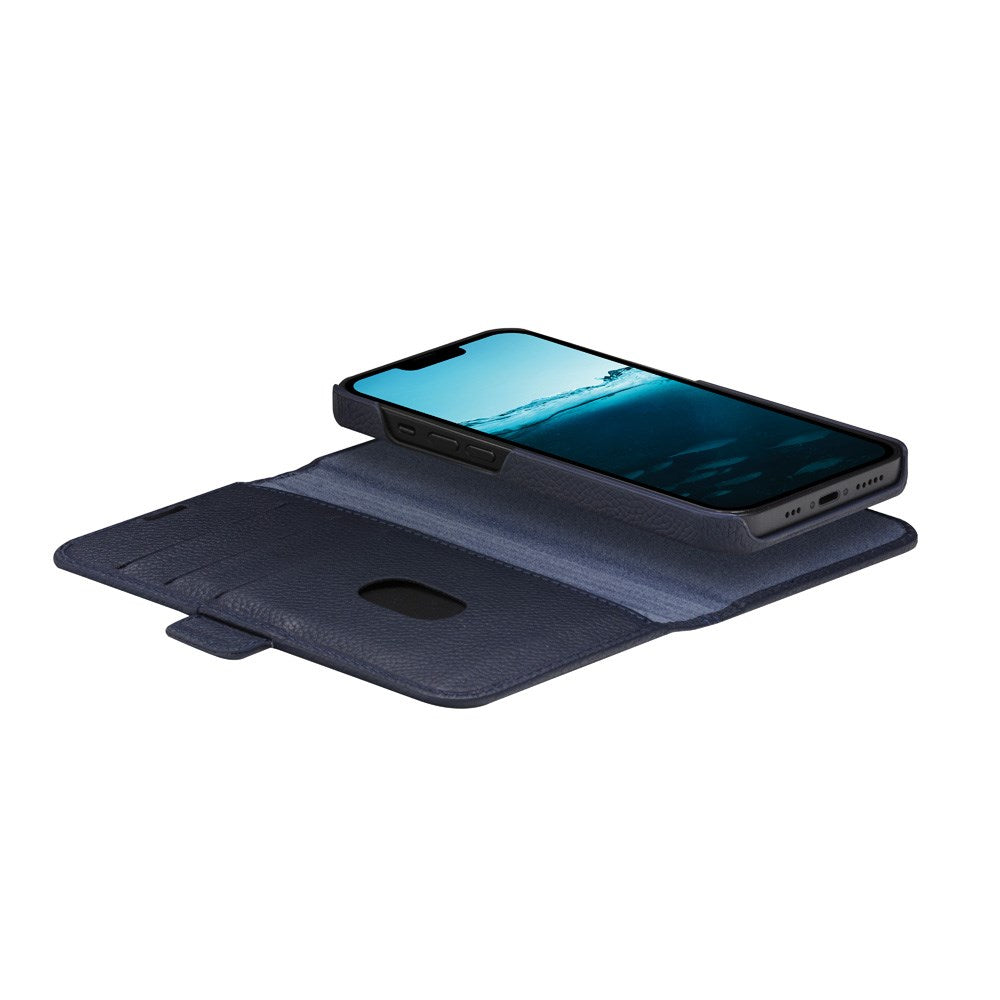 iPhone 14 Pro Max dbramante1928 New York 2-i-1 Ægte Læder Flip Cover - Pacific Blue