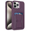 iPhone 15 Pro Max Fleksibelt Plastik Cover m. Kortholder & Kickstand - Lilla