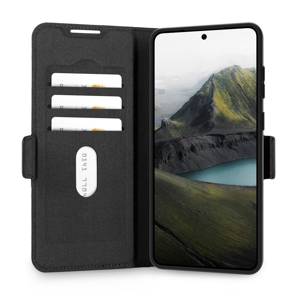 Samsung Galaxy S25 Edge dbramante1928 Oslo Pro Slim Genanvendt Plastik Flip Cover m. Kortholder - Sort