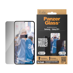 Samsung Galaxy S24+ (Plus) PanzerGlass Ultra Wide Fit Re:fresh Skærmbeskyttelse m. EasyAligner - Privacy - Platinum Strength - Gennemsigtig / Sort Kant
