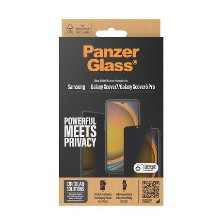 Samsung Galaxy Xcover 7 / 6 Pro PanzerGlass Ultra Wide Fit Re:fresh Skærmbeskyttelse m. EasyAligner - Privacy - Platinum Strength - Gennemsigtig