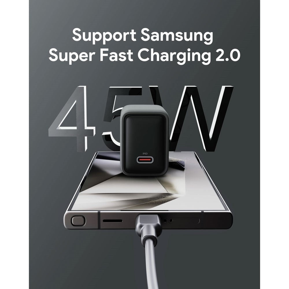 Aukey 45W PD Vægoplader m. 1 x USB-C - Grå