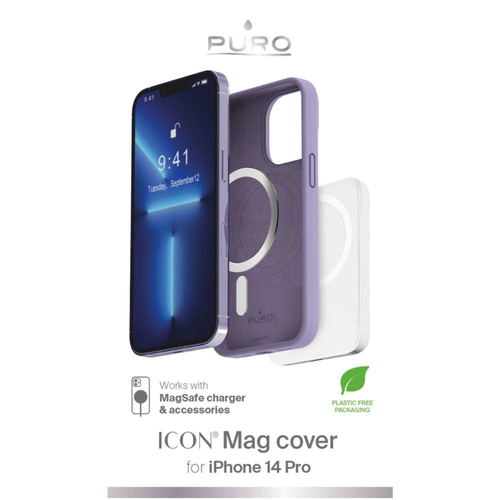 iPhone 14 Pro PURO ICON MAG Silikone Cover - MagSafe Kompatibel - Lilla