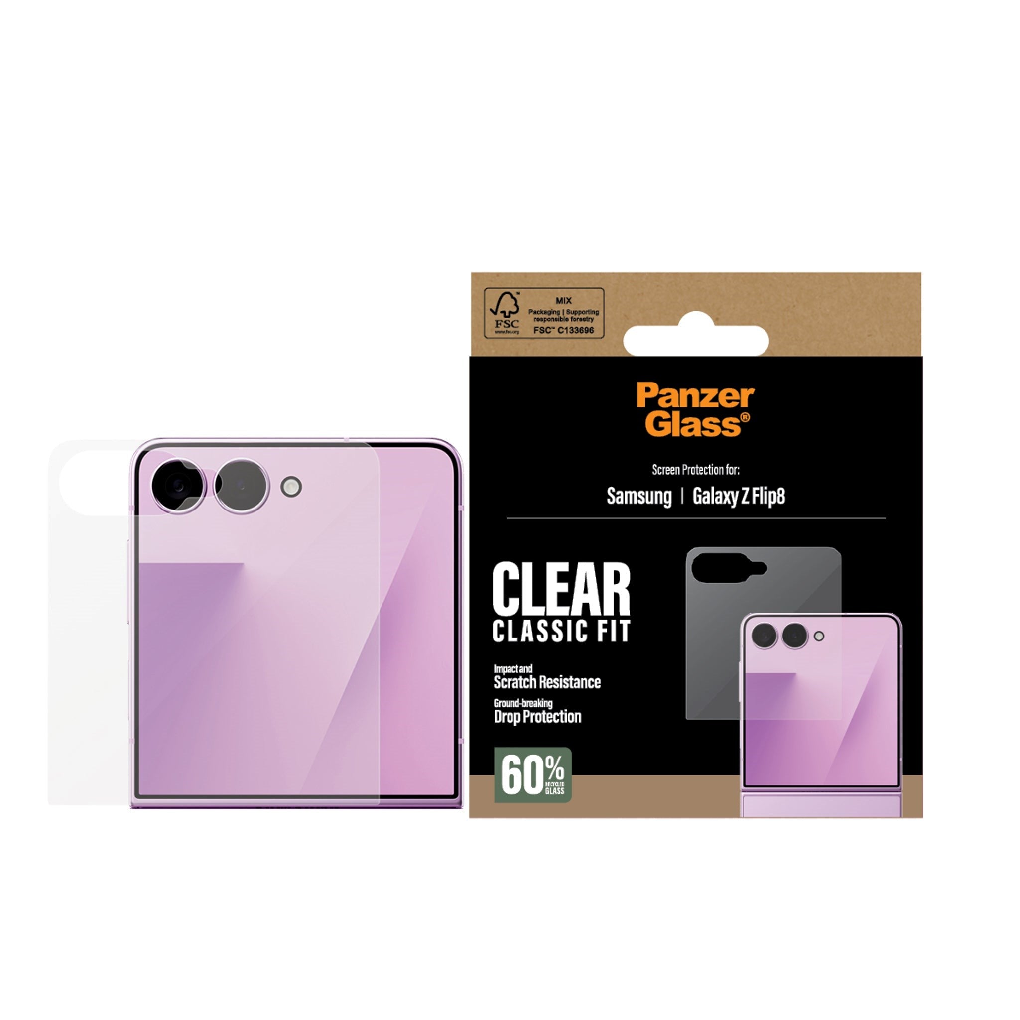 PanzerGlass® Samsung Galaxy Z Flip8 Skærmbeskyttelsesglas - Gennemsigtigt