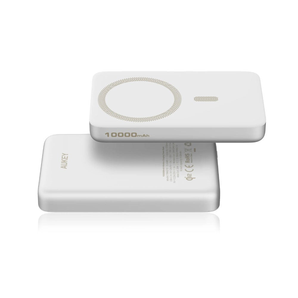 Aukey MagFusion M 10.000mAh Powerbank - MagSafe / Qi2 Kompatibel - Hvid