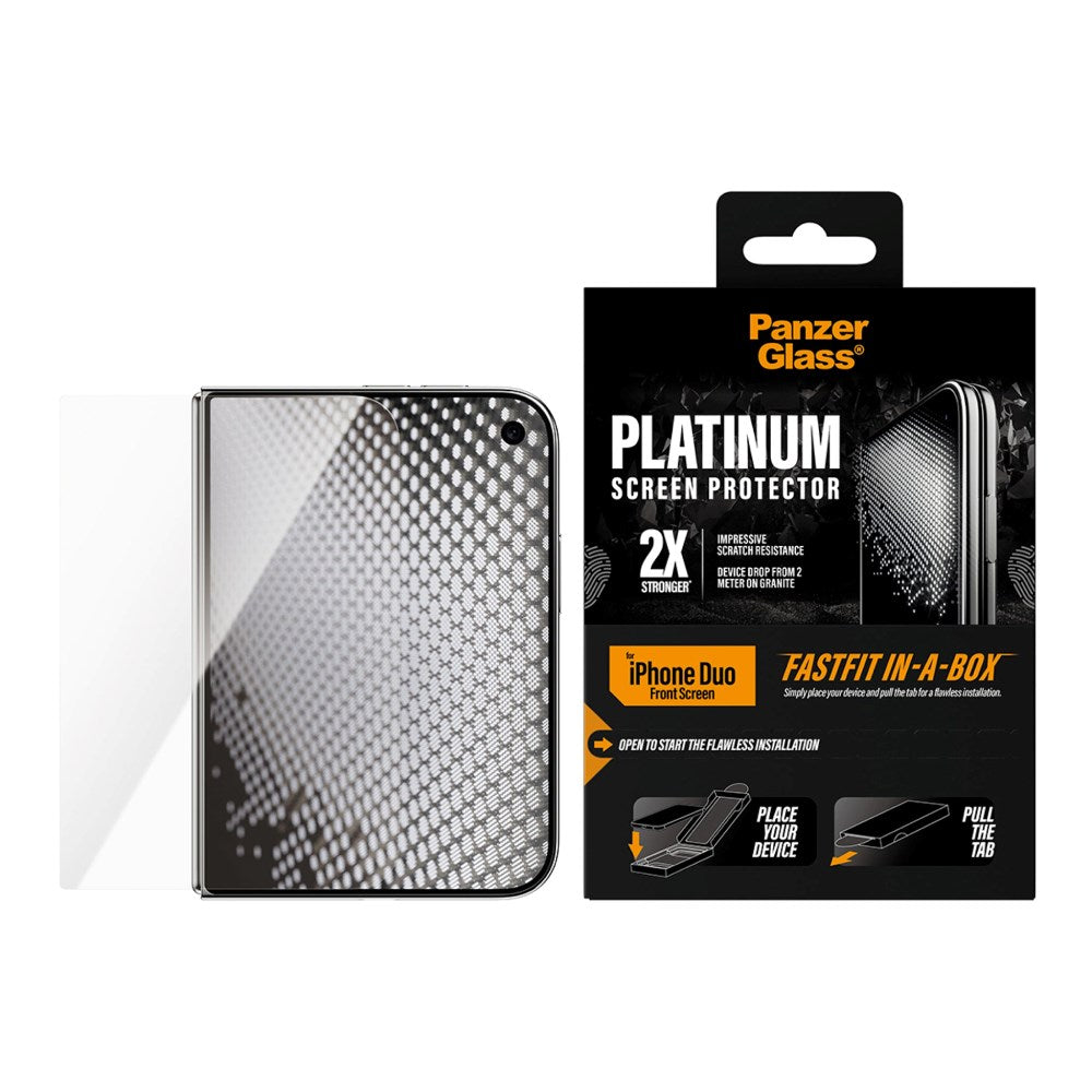 iPhone Duo PanzerGlass Platinum Sub Screen Protector m. FASTFIT IN-A-BOX - Gennemsigtig